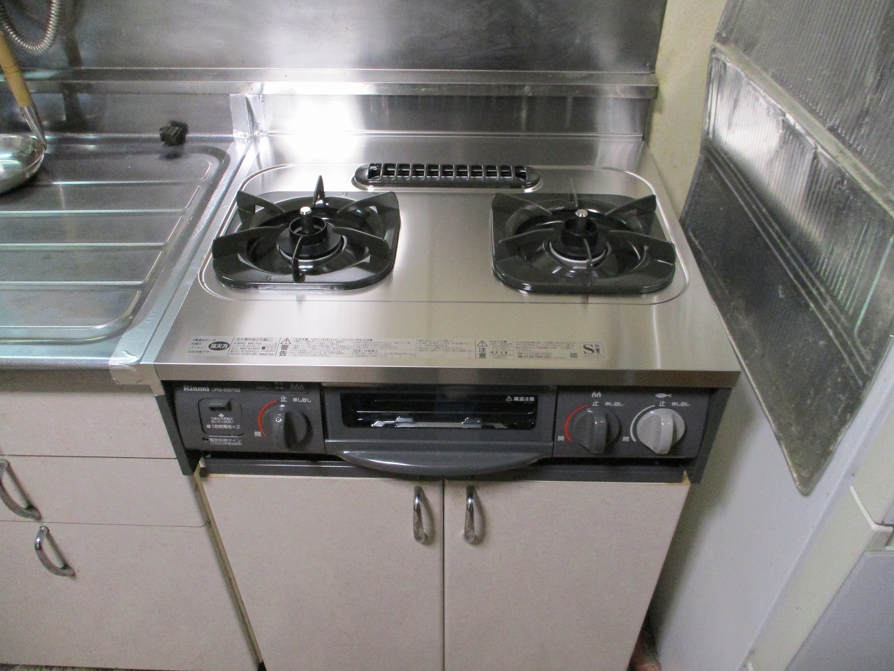 リンナイ製ガスコンロ キャビネット型グリル付 URG-655TS2-L